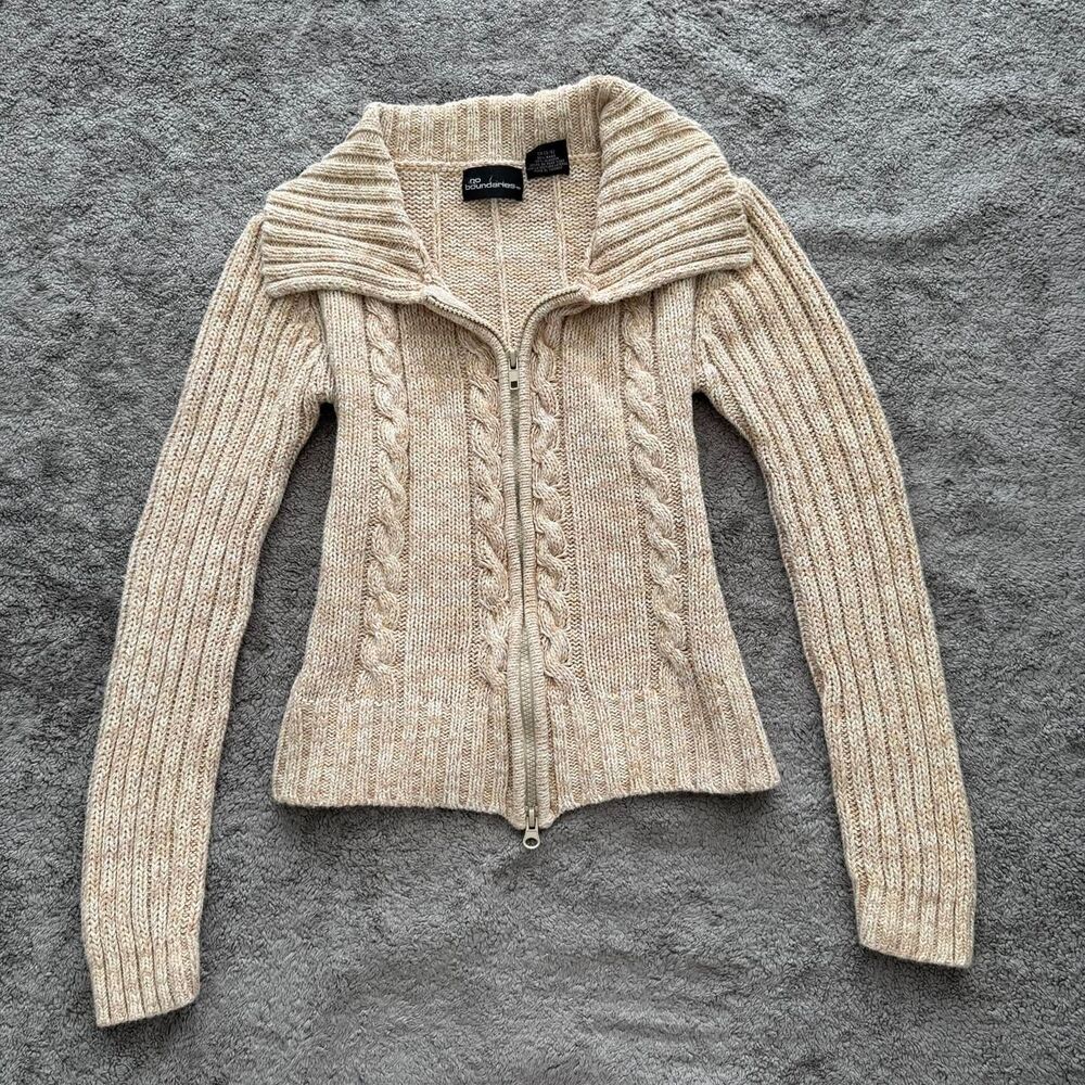 Y2k no boundaries cable knit double zip up